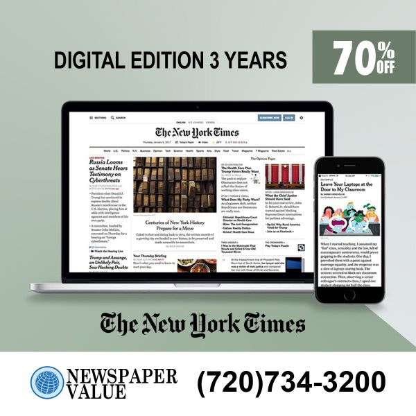 NY Times Digital Subscription for 3 Years at 70% Discount