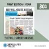 WSJ Print Edition Subscription for 1 Year at 30% Discount