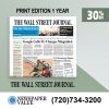 WSJ Print Edition Subscription for 1 Year at 30% Discount