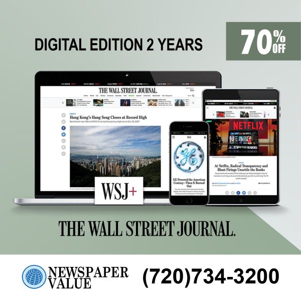 WSJ Digital Subscription for 2 Years with a 70% Discount